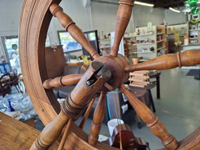 Antique Wooden Flax Spinning Wheel