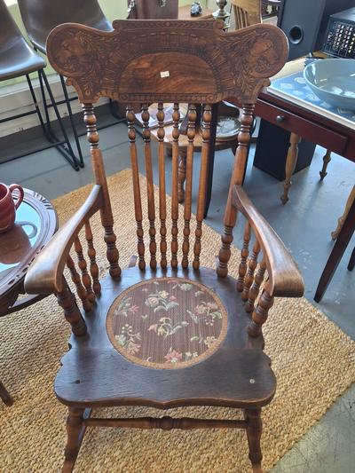 Carved Oak Barley-Twist Chair