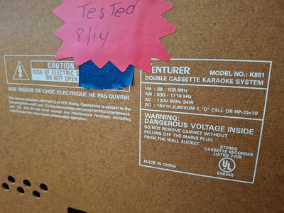 BAck of karaoke machine